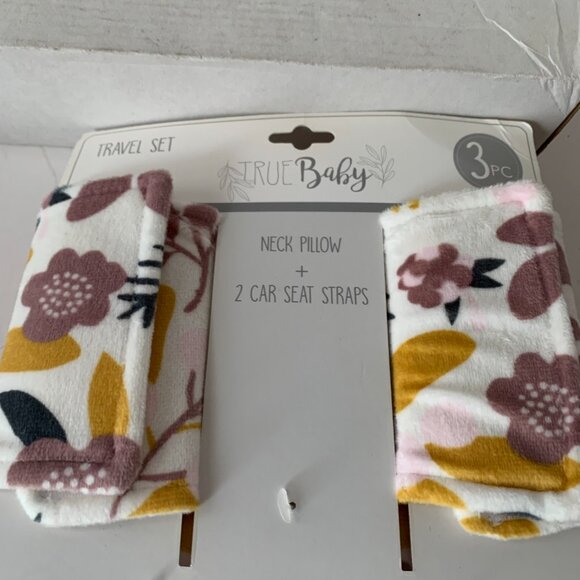 TRUE BABY 3 PIECES TRAVEL SET ELEPHANT NECK PILLOW AND 2 CAR SEAT STRAPS NEW - Picture 5 of 8